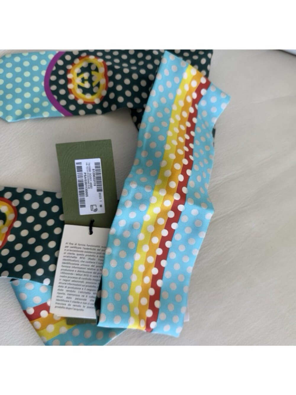 NWT GUCCI Polka Dot Headband 100% Authentic Silk Sz M - Picture 5 of 8